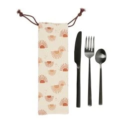 SEMA DESIGN Couverts En Inox à Emporter Avec Pochette Terracotta-terre Brulee