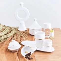 Chabi Chic Beurrier / Boite à Sucre Blanc Or D10cm - Empreintes -SEMA DESIGN Magasin d2644 amb hd fds cat23 30a1804